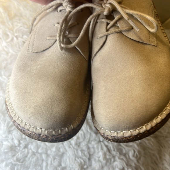 Beige Suede Women's Oxford Shoes - Picture 8 of 10